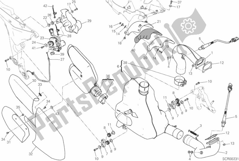 Tutte le parti per il Impianto Di Scarico del Ducati Multistrada 1200 ABS USA 2017